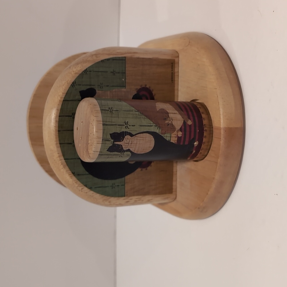 Wooden Cat-Themed Napkin Holder Salt And Pepper Shaker
